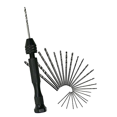 Mikikit Rotary Tool Kit 26 Pcs Hand Drill Set Jewelry Drilling Tool 0.5-3.0mm Micro Drill Bit Set Vise Hand Drill for Watch Repair