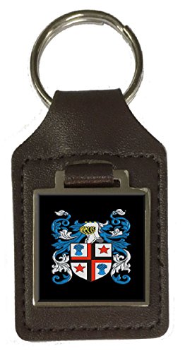 Porte-clés en cuir Jopp marron avec blason de famille en relief haute qualité