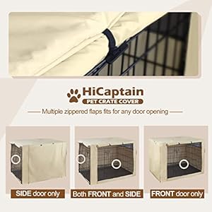 HiCaptain Polyester Dog Crate Cover – Durable Windproof Pet Kennel Cover for Wire Crate Indoor Outdoor Protection (30 inches, Light Tan)