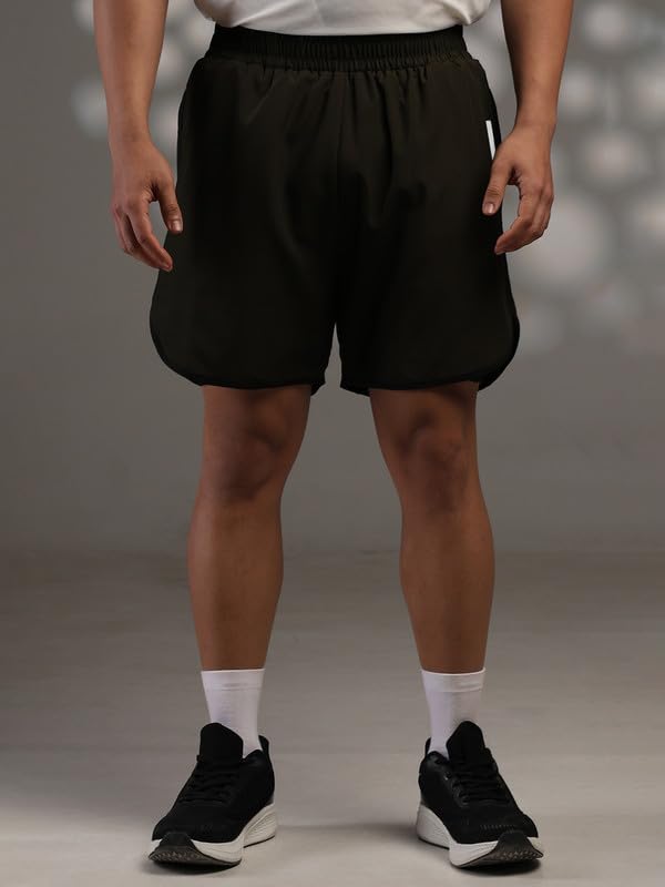 Image of CHKOKKO Double Layered Gym Shorts for Men Workout | Compression Inner Layer with Pockets Across Inner Outer and Back | Dry Fit Sports Athletic wear for Running Jogging or Training