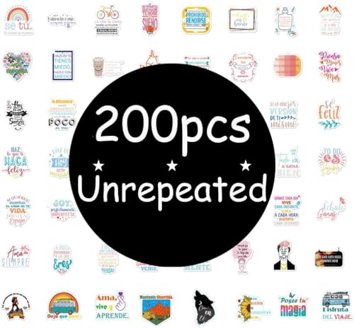 Image of 200pcs Spanish Motivational Decal for Teachers and Students | Inspirational Stickers | Positive Quote for Journaling Scrapbook, Vision Board