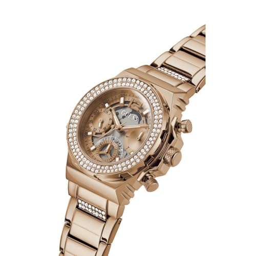 guess ladies 36mm watch - rose gold tone strap amp dial gold tone case