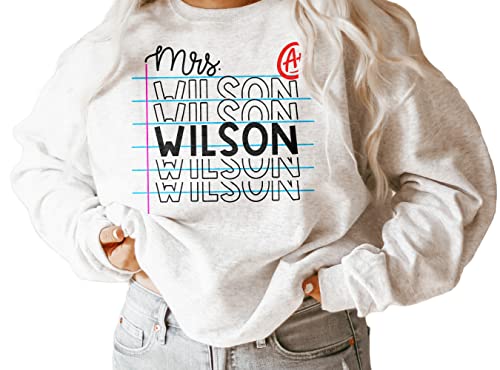 Teacher Name Sweatshirt - Custom Teacher Pullover - Cute Personalized Teacher Shirt - A+ Graded Paper - Unisex Crewneck Sweatshirt4