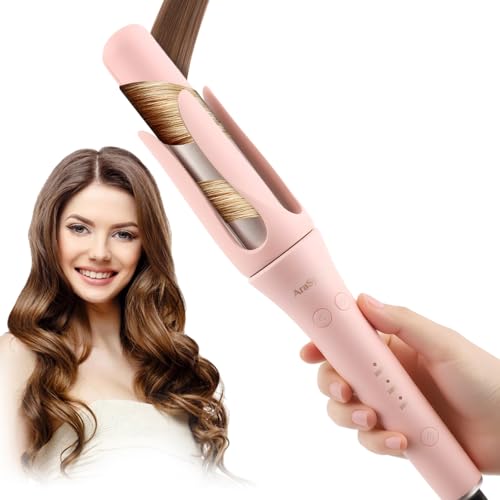 AraSyleon Automatic Hair Curler, Auto Curling Iron Self Rotating 32mm Beach Wave Easy Anti-Sclad for Beginners, 8-Second Timer Ceramic Negative Ions Hair Care Curling Wand, Pink