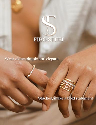 Gold Rings for Women Non Tarnish Stackable Wedding Ring Set Cubic Zirconia Dainty Band Engagement Bands for Her Women's Jewelry Size 5-103