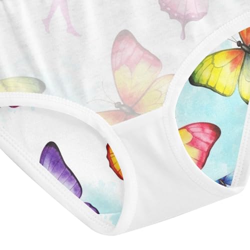 Toddler Panties, Watercolor Butterflies Pastel White Cotton Girls Underwear, 2T–8 Years4
