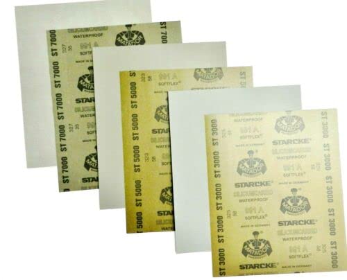 6 Polishing Sanding Wet or Dry Waterproof Abrasive Sandpaper Grit 3000 5000 7000 2 Each Made in Germany