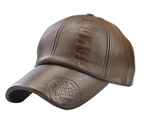Chapeau de baseball en cuir synthétique pour homme avec visière - Marron - Medium Cover