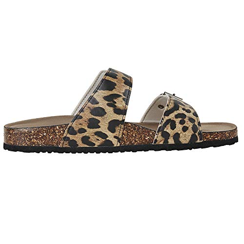 Luffymomo Womens Slide Sole Sandals Cork Footbed Adjustable Stap Buckle Sandals(7 M Us Leopard) #TOP5