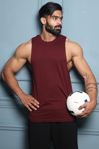 Image of JUARI BE A GENTLEMAN Men's Supper Combed Narrow Shoulder Gold Finish Sleeveless Deep Arm Cut Cotton Vest