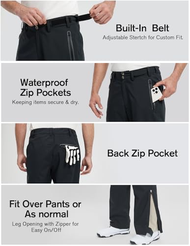 fit space Golf Climastorm Permanent Rain Pants Waterproof 21K Lightweight Performance Sporty Trousers (Black Pro,X-Large)