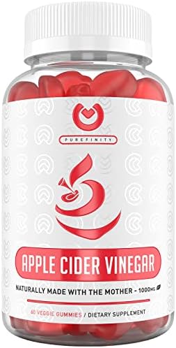 PUREFINITY Apple Cider Vinegar Gummies - Raw, Natural, Unfiltered ACV from The Mother - Gummy Alternative to Apple Cider Vinegar Capsules, Pills, Tablets - Detox, Cleanse & Immunity.