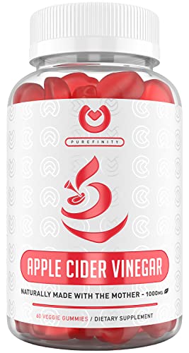 Purefinity Apple Cider Vinegar Gummies - Raw, Natural, Unfiltered ACV from The Mother - Gummy Alternative to Apple Cider Vinegar Capsules, Pills, Tablets - Detox, Cleanse & Immunity.