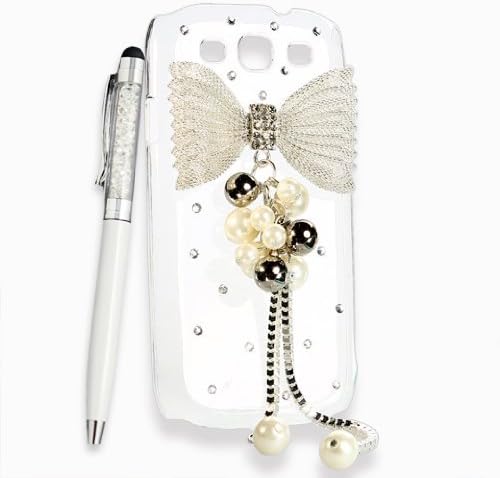 [Aftermarket Product] Deluxe Clear Bling Bowtie Protective Back Rear Case Cover+Ball Pen Stylus+Screen Protector For Samsung i9300 Galaxy S3 Sprint L710 Verizon I535 T-Mobile T999 att I747