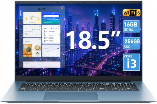 MELIUNA 18.5 Zoll Laptop 16GB RAM 256GB ROM, AI-Unterstützung Notebook Core i3, 8000mAh Akku, Win, WiFi 6, FHD Display, 180° Betrachtungswinkel, HDMI, Vollfunktions Type-C