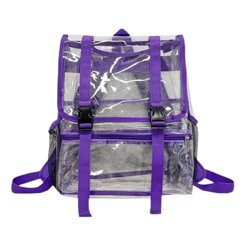 Transparent backpack, double shoulder backpack for girls and girls students suitable for people over 8 years old (purple)