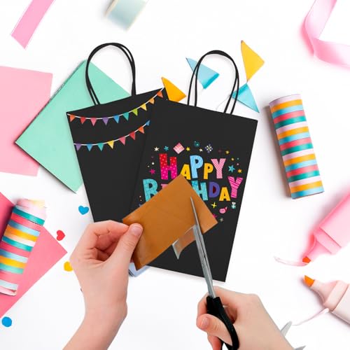 MESHA Black Kraft Gift Bags 100 Pack