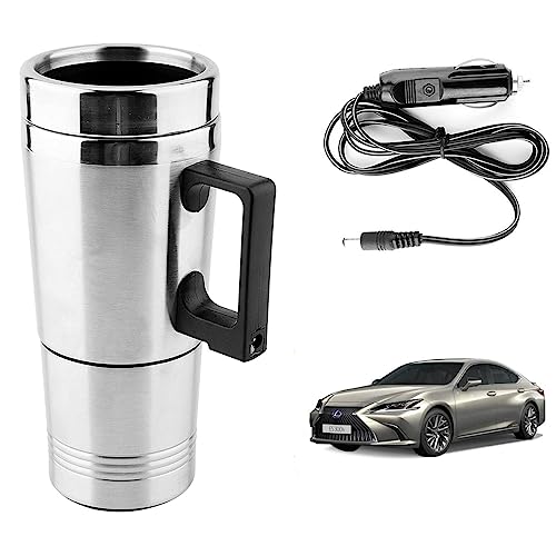 Image of Oshotto 12V Stainless Steel Car Heating Kettle /Mug, Travel Friendly electric Tea /Coffee maker Compatible with Lexus ES (300ml) - Silver