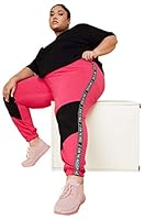 Max Plus Size Women Colourblocked Full-Length Elasticated Sports Joggers (WIN22ULY12P_Fuchsia_3XL)