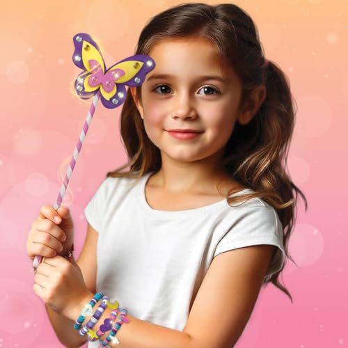 Imagimake Princess Craft Kit | 10 Mess-Free Activities | DIY Flat Bead Bracelets, Unicorn Pouch, Butterfly Wands & Photo Frame | 400+ Craft Supplies | Birthday Gift for Girls | Art Kit for Kids 6-12 - Image 6