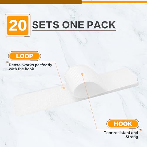Image of KING MOUNTAIN 1x3 Inch Hook and Loop Strips, 20 Sets Nylon Self Adhesive Tape, Double Sided Strong Back Adhesive Tape and Dots for Office, Home and Crafting, Heavy Duty, White