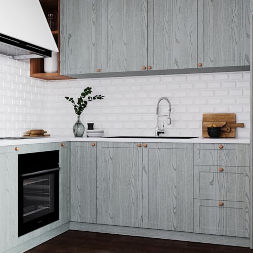 Papier peint imperméable pour bureau et table effet bois gris rustique