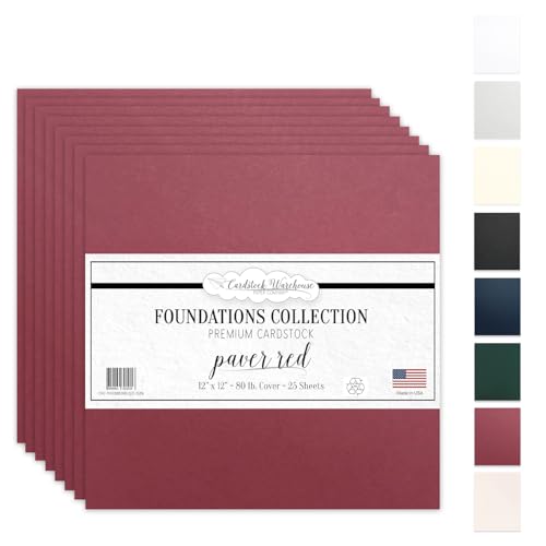 Cardstock Warehouse Foundation 25 Sheets, 12 x 12 80 lb, Red Paper