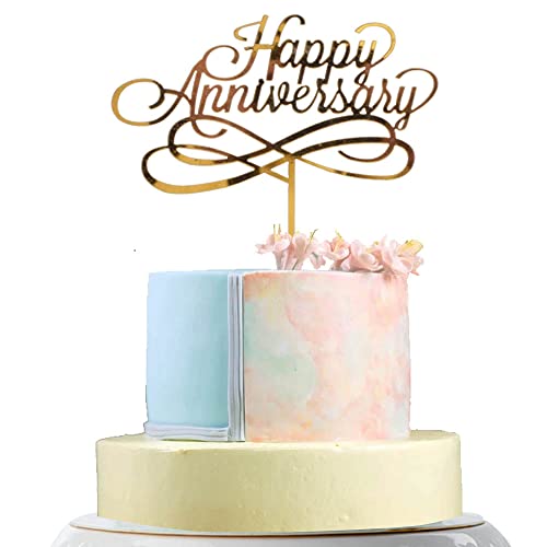 Set Of 3 Pcs Happy- Anniversary Cake Topper Acrylic Wedding Anniversary Cake Topper Supplies Decorations 10Th 30Th 50Th Anniversary Birthday Party Cake Decorations #TOP2