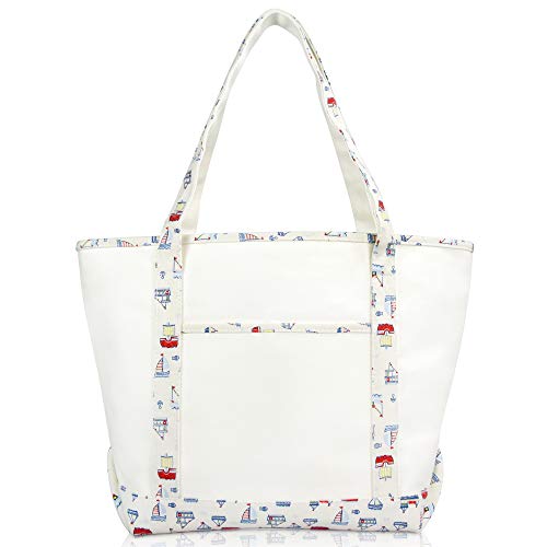 DALIX 20" Large Sail Boat Tote Shoulder Bag Heavy Cotton Canvas in White