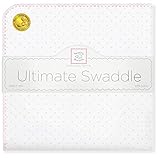 SwaddleDesigns Ultimate Swaddle Blanket, Made in USA, Premium Cotton Flannel, Pastel Pink Classic Polka Dots
