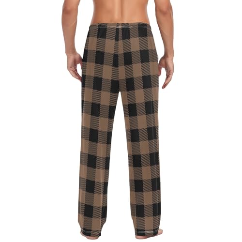 Buffalo Plaid Coffee Brown Flannel Pajamas For Men Pants Christmas3