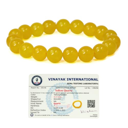 Image of Reiki Crystal Products Certified Natural Crystal Stone Round 10 mm Beads Bracelet for Men & Women | Reiki Charged Gemstone Jewellery Bracelet | Multiple Stone Variants Available
