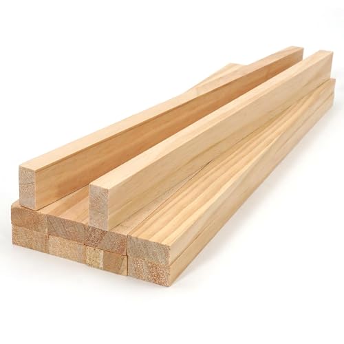 Wood Strips Slats for Wall, Square Wooden Dowels for Crafts 1/2"x 1" x 15", 10 PCS Wood Trim Planks for Crafting, Unfinished Pine Wooden Sticks Lumber Pieces for Woodworking Models Making Dollhouses