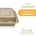 100% Compostable Disposable Food Containers with Lids [8”X8” 3-Comp 200 Pack] Eco-Friendly Take-Out TO-GO Containers, Heavy-Duty, Biodegradable, Unbleached by Earth's Natural Alternative