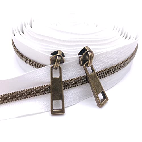 Goyunwell #5 Zipper Pulls Metal Antique Bronze For Nylon Coil Zippers 40Pcs Brass Zipper Head Zipper Pull Zipper Sliders For Purse And Bag Bulk #TOP5