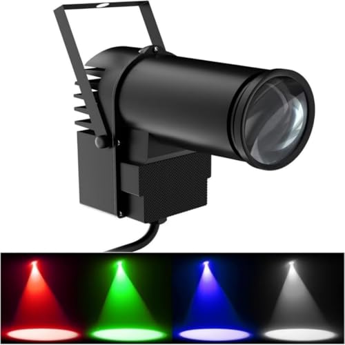 U`King Pinspot Light for Disco Ball 512 DMX 10W RGBW Mirror Ball Spotlight LED Beam Pinspot Lights by Sound Activated Controlled Disco Balls Spotlight for Party Wedding DJ Disco Shows