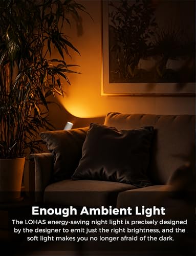 Image of L LOHAS LED Night Lights Plug into Wall,[2-Pack] Wall Spot Lights Indoor with Light Sensor,Amber Night Lights,for Home Decor Party Bathroom,Hallway