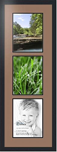ArtToFrames Collage Photo Frame Double Mat with 3 - 8.5x11 Openings and Satin Black Frame