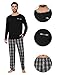 Imagen de Litherday Pijama Hombre Algodón Invierno Manga Larga Conjunto de 2 Piezas con Pantalón Cuadros y Camiseta Cómoda Ropa Dormir Hombre