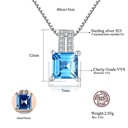 Collier topaze bleue et pendentif carré, le cadeau de bijoux idéal - 2