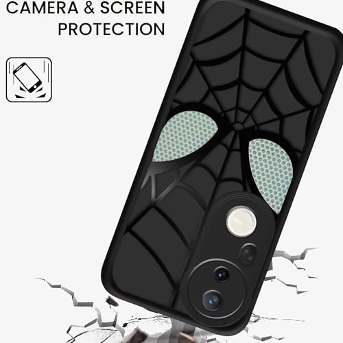 Image of Stylish Spider Back Case Cover Compatible for Vivo T4 Ultra 5G | Spidey Face Mask Case | Soft Silicone | Camera & Full Body Protection | Shock Proof | (Black)