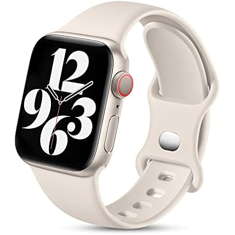 Charlam Compatible with Apple Watch Strap 38mm 40mm 41mm for Women Men, Sport Band Soft Silicone Replacement Straps Compatible with iWatch SE Series 8 7 6 5 4 3 2 1, 38mm/40mm/41mm, Starlight Cover
