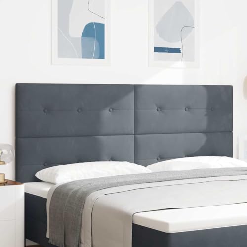 vidaXL Modernes verstellbares gepolstertes Kopfteil Dunkelgraues Samt Wandmontiert 200 cm Breite für Moderne Schlafzimmermöbel Bett Holz Hohes stylisches Zubehördesign