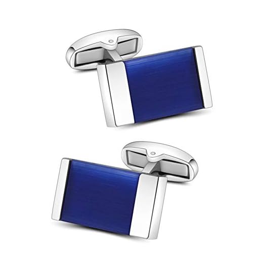 Mr.Van Boutons De Manchette, Classique Rectangle Bleu Agate Bouton de Manchette, Mode Classique pour Hommes Chemise Business Mariage Ou comme Cadeau d'anniversaire