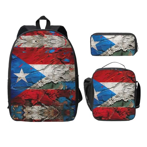 Sac à dos d'école léger Porto Rico 3 pièces avec boîte à déjeuner et trousse coloris noir