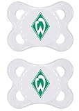 MAM Football Schnuller im 2er-Set, Original Schnuller im Fan Design vom SV Werder Bremen, zahnfreundlicher Baby Schnuller aus MAM SkinSoft Silikon, 0-6 Monate