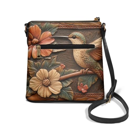 Image of Leather Women Crossbody Hobo Bag Satchel Purse Handbag with Adjustable Shoulder Strap and Zipper Pockets
