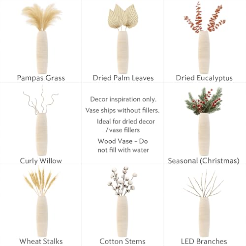 Image of Leewadee Large Floor Vase 26 inches Mango Wood for Pampas Grass, Dried Flowers