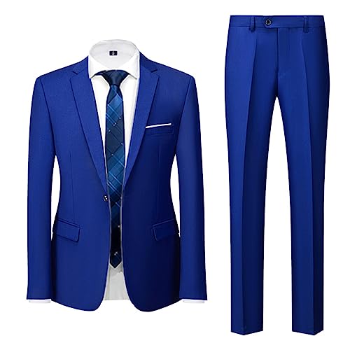 Men's Casual Suit Suit Pants 2-Piece Set Men's Solid Color Wedding Two Button Suit Suit Pants Casual Business Dress4