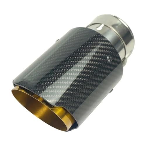 Embout pot d'échappement universel en carbone et acier inoxydable doré 63mm entrée 114mm sortie